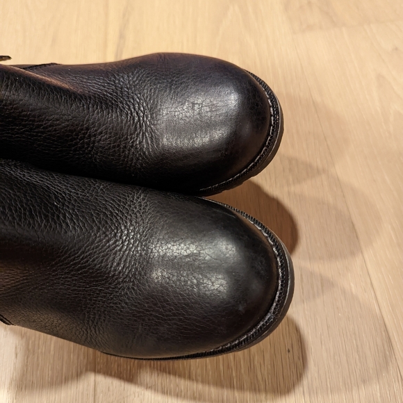 Black Leather Wedge Ankle Boots Sperry Gold Cup - Picture 4 of 10